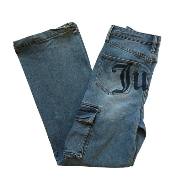 Juicy Couture Wide Legs Cargo Denim Jeans JUICY Size 7/28 - Picture 6 of 8